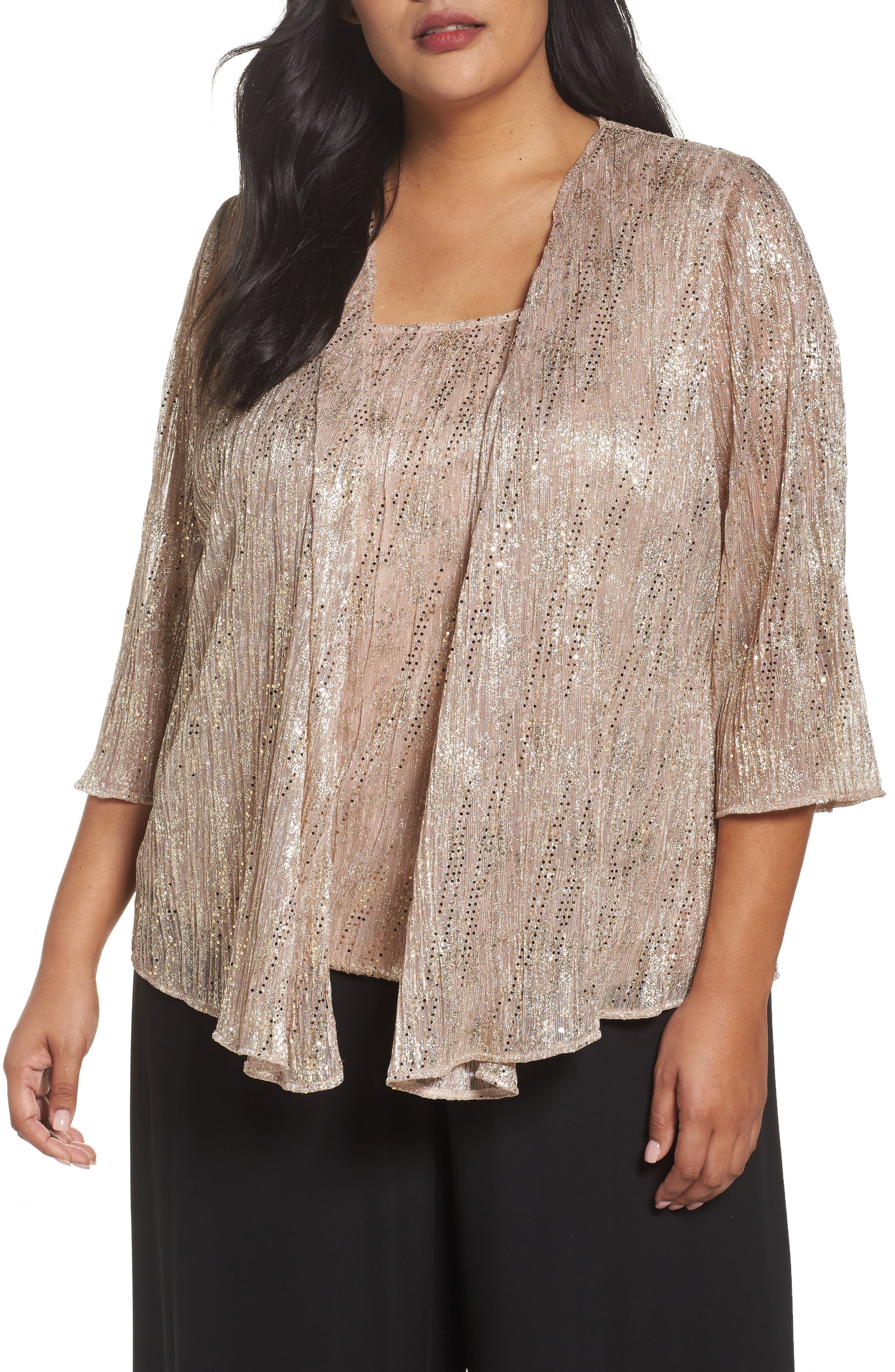 Alex Evenings Metallic Twinset (Plus Size) Nordstrom
