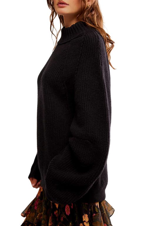 Shop Free People Sunbeam Oversize Turtleneck Sweater In Black