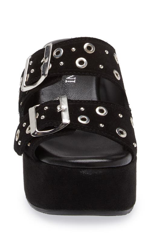 Cordani Jayne Platform Wedge Slide Sandal In Crosta Nero