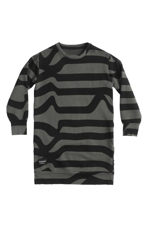 Nununu Kids' Road Web Long Sleeve French Terry Sweatshirt Dress Graphite at Nordstrom,