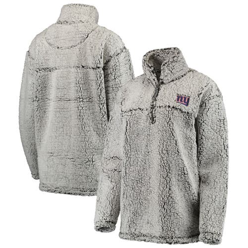 G-III 4HER BY CARL BANKS Women's Gray New York Giants Sherpa Quarter-Zip Pullover Jacket