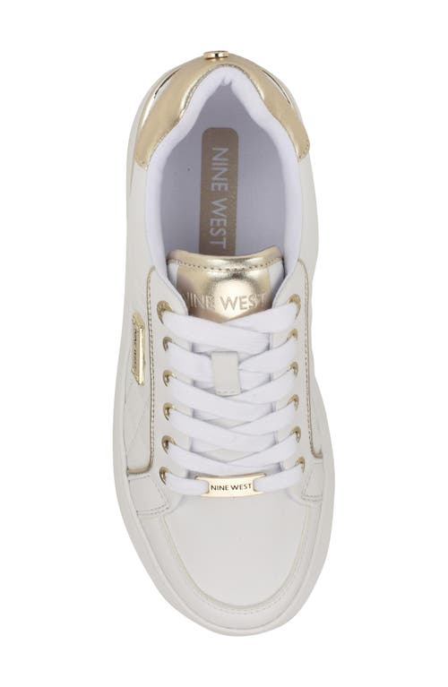 Shop Nine West Cafee Platform Sneaker In White Gold