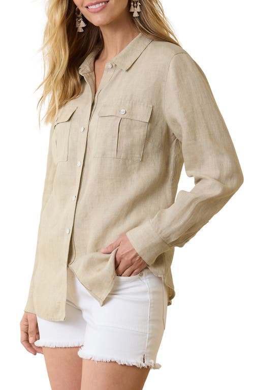 Shop Tommy Bahama Coastalina Utility Linen Button-up Shirt In Natural