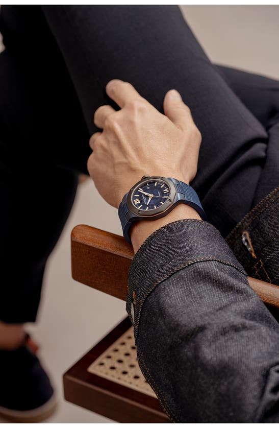 Baume & Mercier Men's Riviera 10769 Stainless Steel, Canvas & Rubber Strap Watch/42mm In Smoked Blue Sapphire