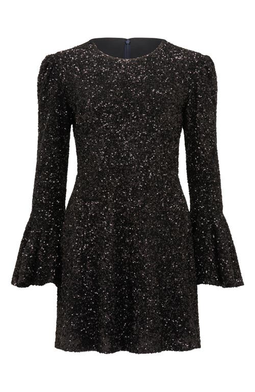 Shop Ever New Lizzy Sequin Long Sleeve Cocktail Minidress In Black