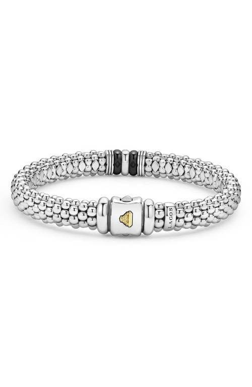 Shop Lagos Single Pavé Diamond Station Caviar Bracelet In Black