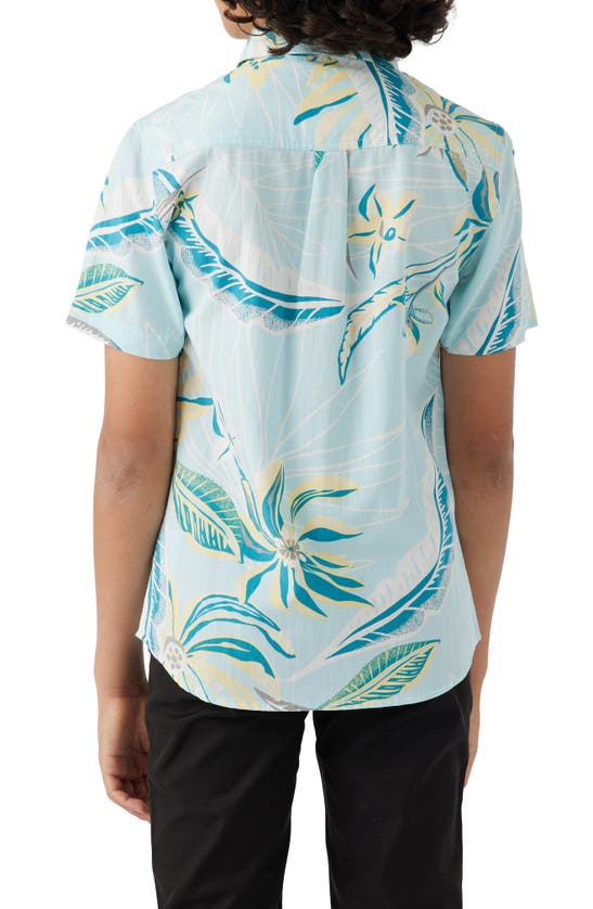 Shop O'neill Kids' Oasis Floral Short Sleeve Button-up Shirt In Sky Blue