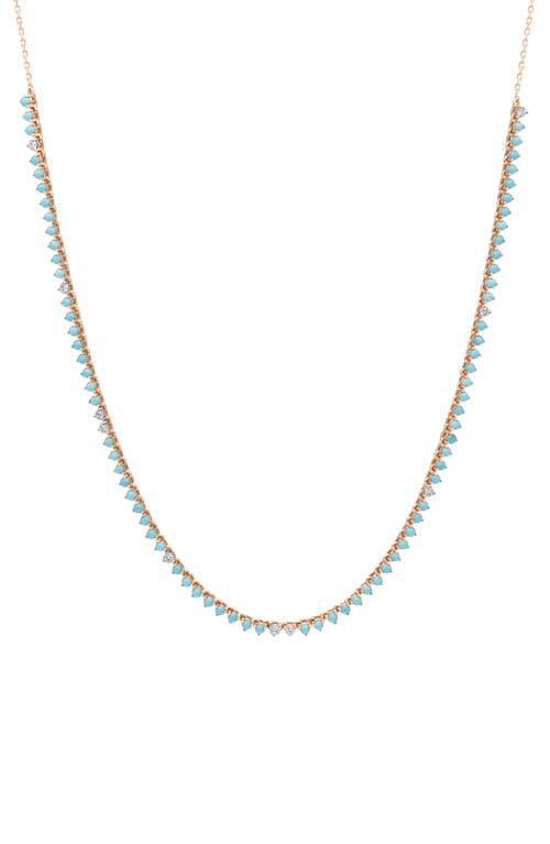 Adina Reyter Turquoise & Diamond Half Riviera Necklace in Yellow Gold at Nordstrom, Size 16