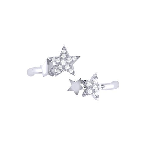 Luvmyjewelry Dazzling Star Couples Diamond Open Ring In Sterling Silver In Silver