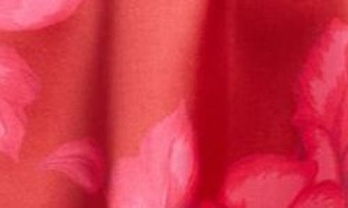 Shop Hutch Floral One-shoulder Satin Gown In Red