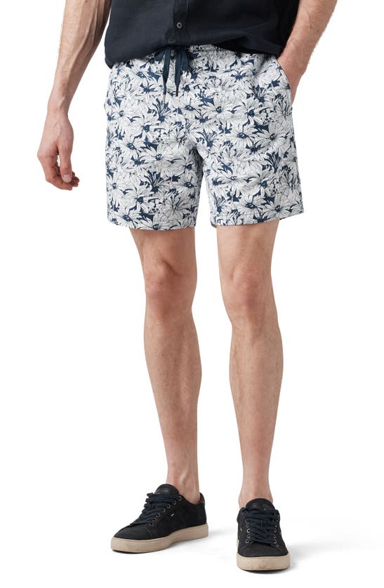 Shop Rodd & Gunn Main Beach Floral Stretch Cotton Drawstring Shorts In Lagoon