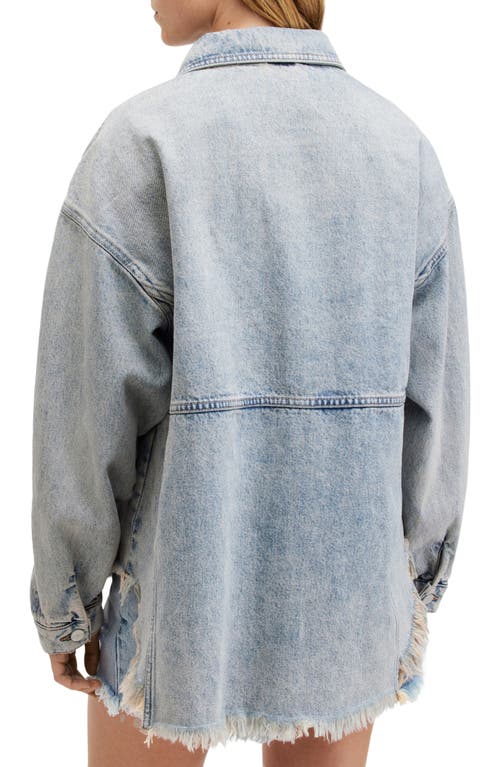 Shop Allsaints Hettie Denim Shacket In Dusty Blue