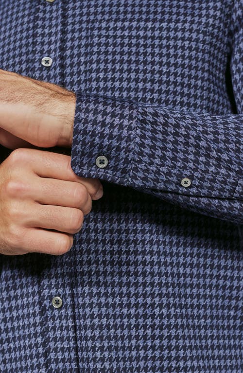7 Diamonds Generation Houndstooth Knit Button-up Shirt In Navy