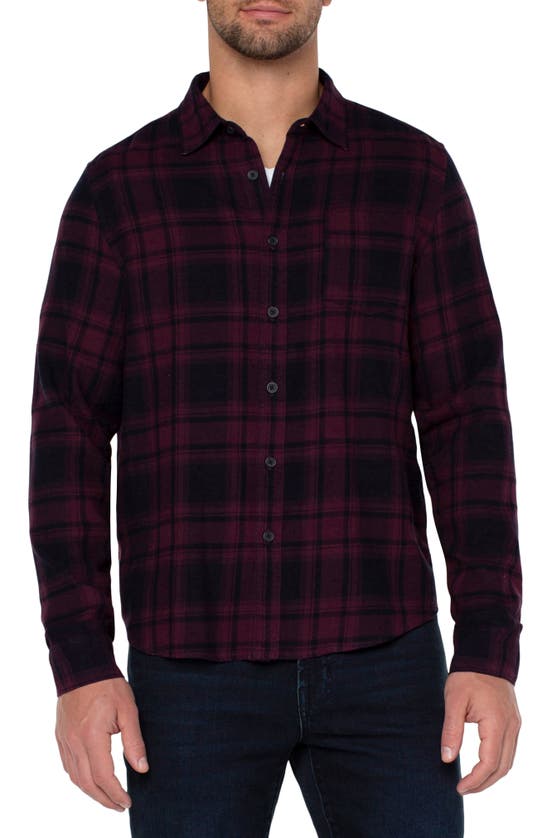 Liverpool Los Angeles Plaid Cotton Flannel Button-up Shirt In Rio Red