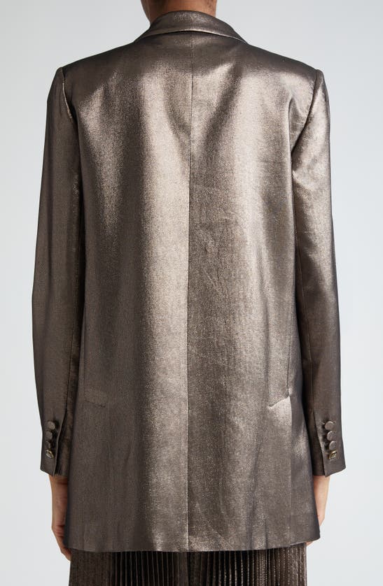 Shop Max Mara Edro Metallic Double Breasted Blazer In Bronze