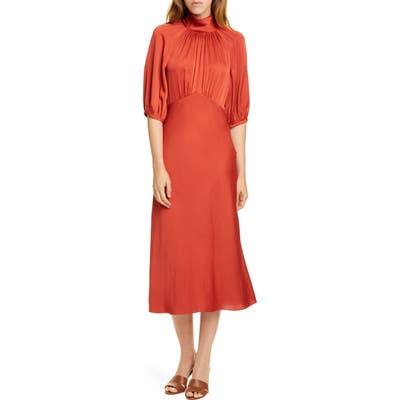 Rebecca Taylor Tie Neck Satin Dress, Red