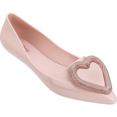 Melissa Pointy Heart Jelly Flat, Pink