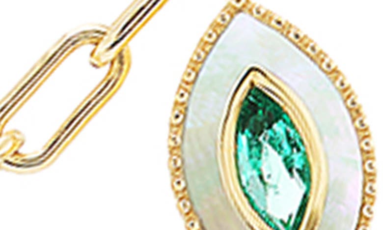 Orly Marcel Marquise Eyes Emerald & Mother-of-pearl Frontal Necklace In Green