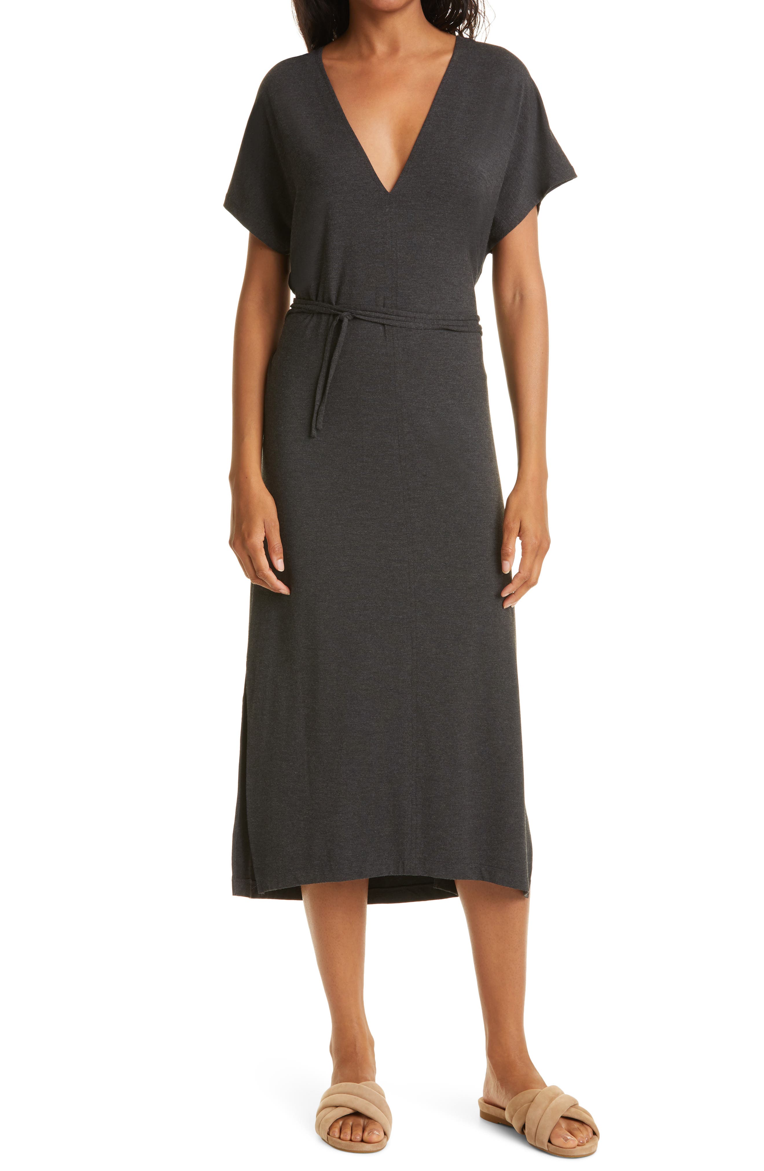 vince double v neck popover dress