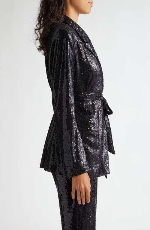 Shop L Agence L'agence Jordana Sequin Wrap Jacket In Black