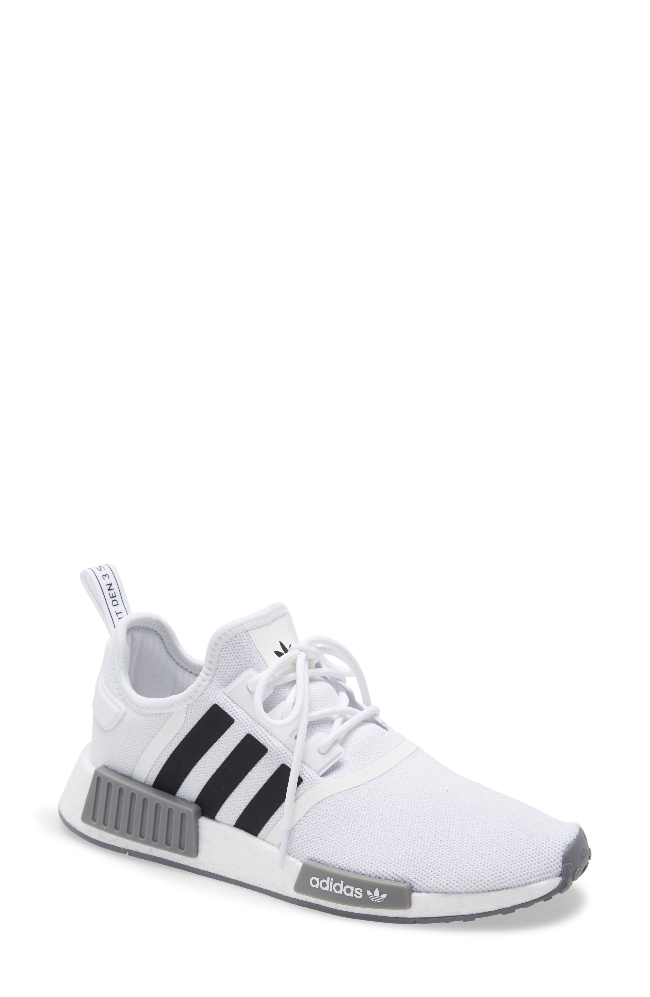 grey and white adidas shoes