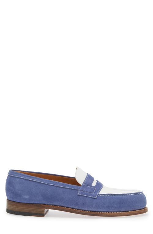 Shop Jm Weston 180 Penny Loafer In Blue Limoges/white