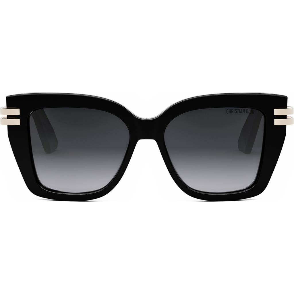 Shop Dior C S1i 52mm Square Sunglasses In Shiny Black/gradient Smoke