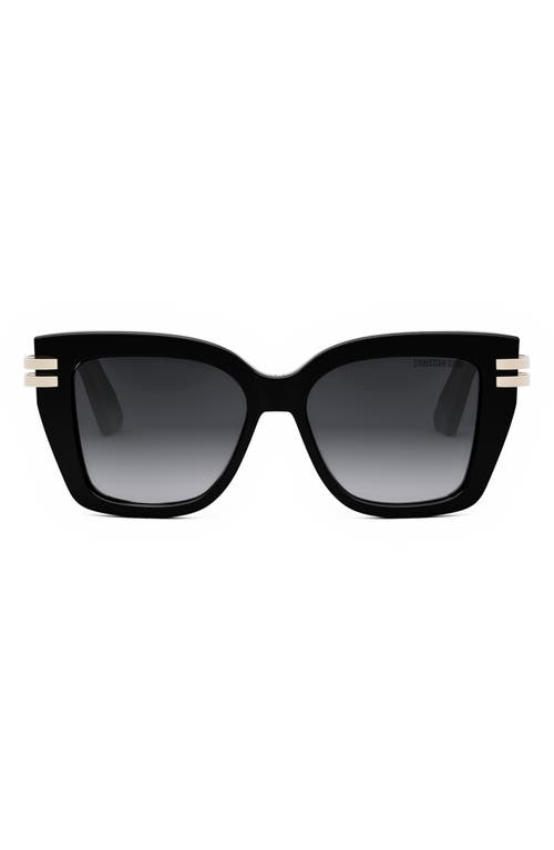 Cdior S1I 52mm Square Sunglasses in Shiny Black /Gradient Smoke at Nordstrom