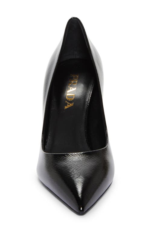 Prada Patent Saffiano Leather Pointy-toe Pump In Nero