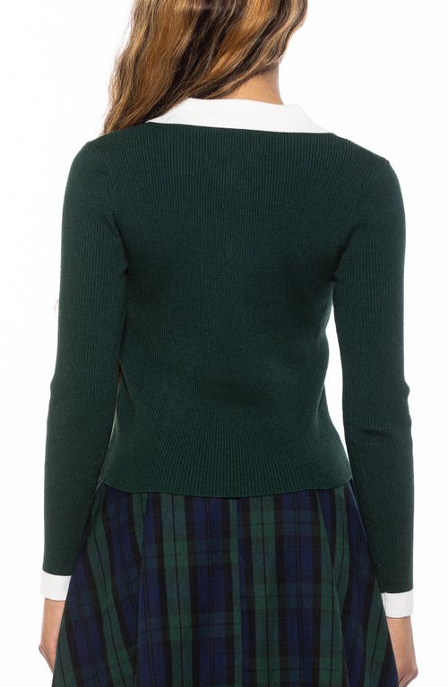 Alexia Admor Women's Johnny Collar Rib Knit Top In Emerald