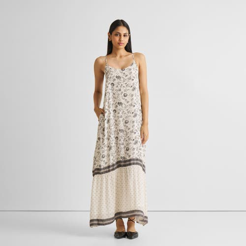 Reistor Flowy Maxi Dress In Off-white And Black Florals