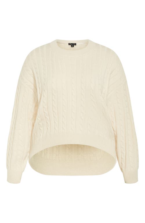 Shop City Chic Kenia Cable Sweater In Cream