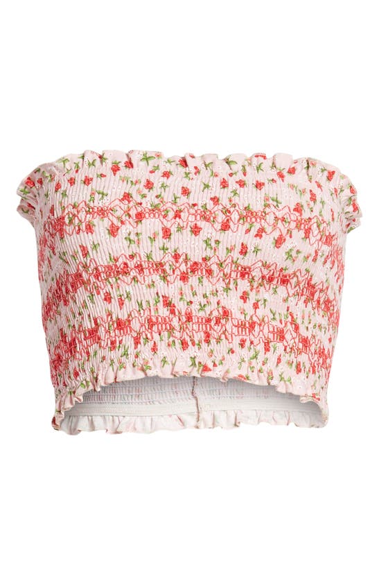 Shop Topshop Floral Print Tube Top In Pink Multi