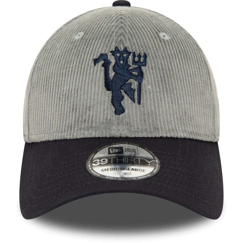 Shop New Era Gray Manchester United Corduroy 39thirty Flex Hat