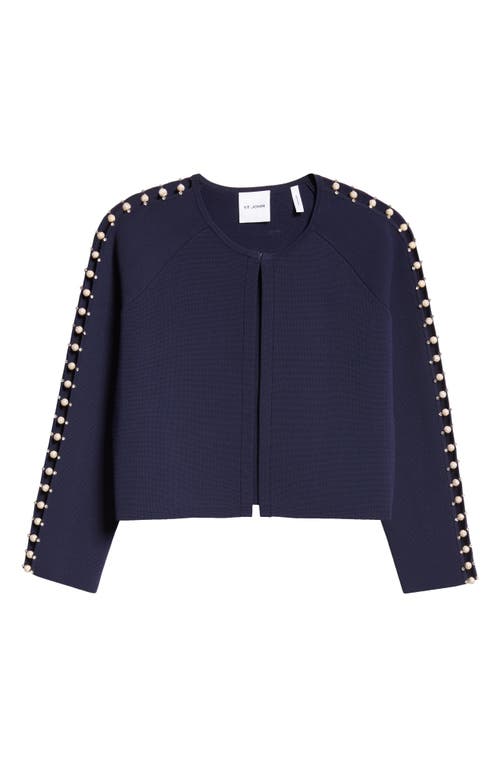 Shop St John St. John Collection Suspended Pavé Milano Knit Cardigan In Navy