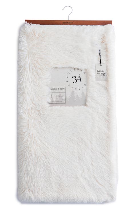 Solid High Pile Faux Fur Throw Blanket