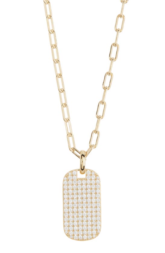 Nadri Mayson Cz Pavé Dog Tag Pendant Necklace In Gold