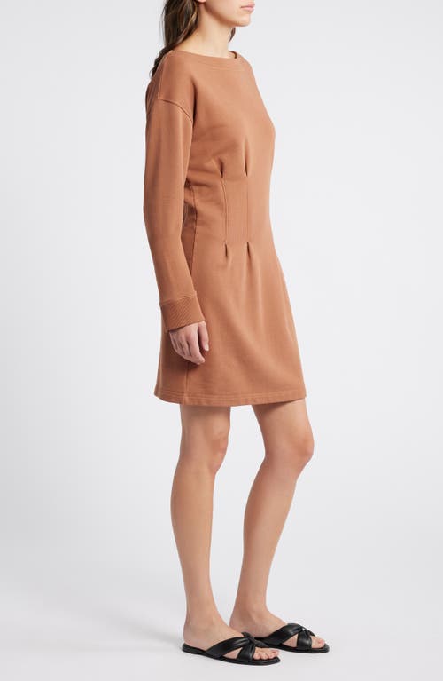 Shop Nation Ltd Ronni Long Sleeve Mini Sweatshirt Dress In Tobacco