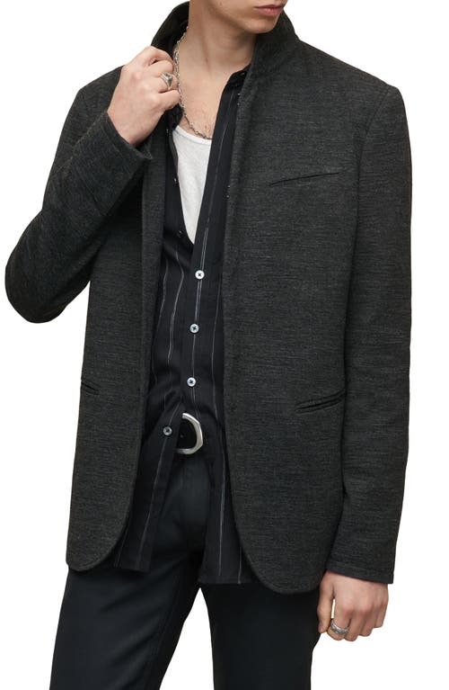 John Varvatos Ludlow Slim Fit Stand Collar Knit Jacket in Iron Grey