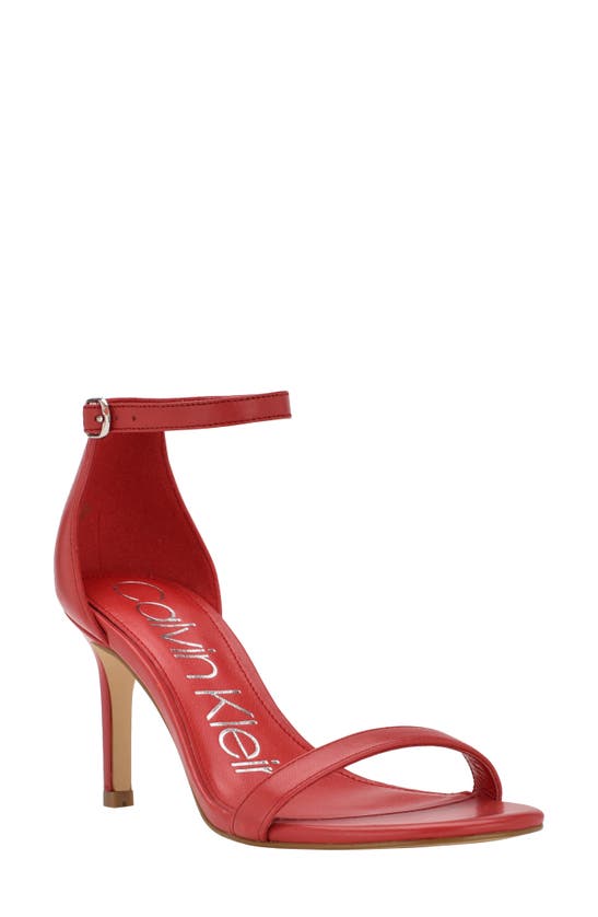 Calvin Klein Fairy Ankle Strap Sandal In Medium Red