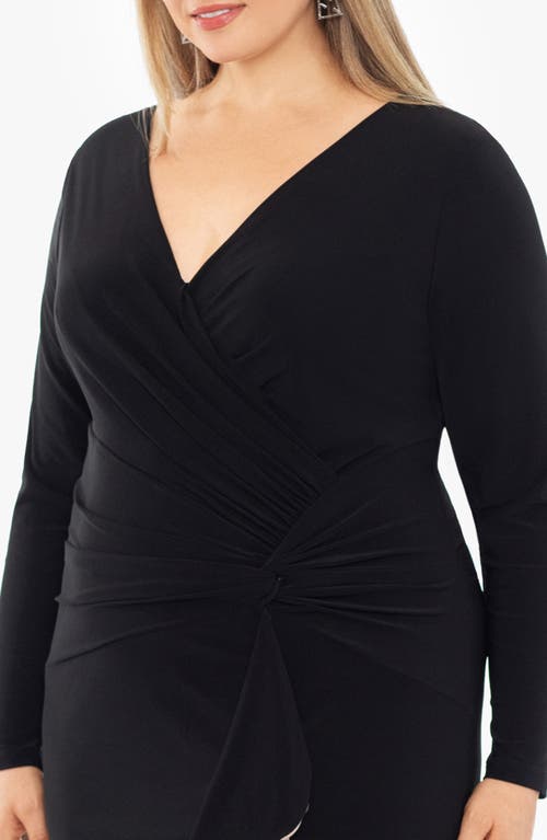 Shop Xscape Evenings Ruffle Long Sleeve Mermaid Gown In Black