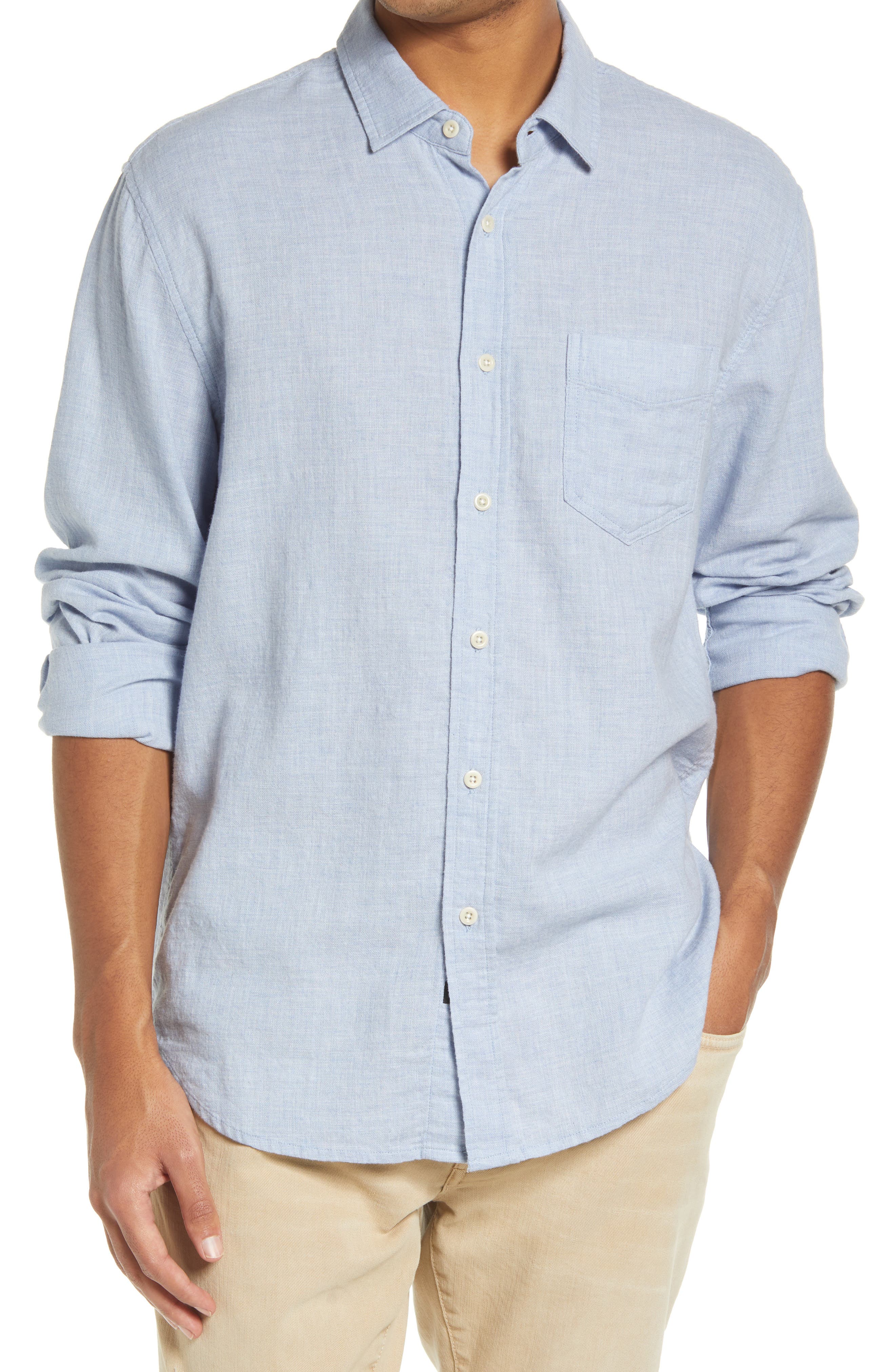 mens blue button down shirt