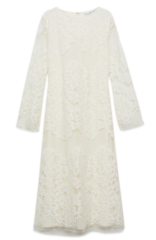 Mango Embroidered Midi Dress Ecru In Ecru