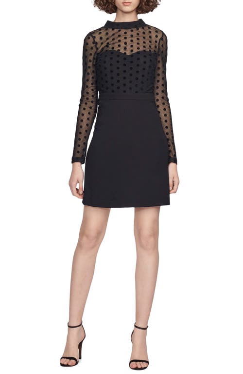 French Connection Mesh & Jersey Sheath Dress in Black