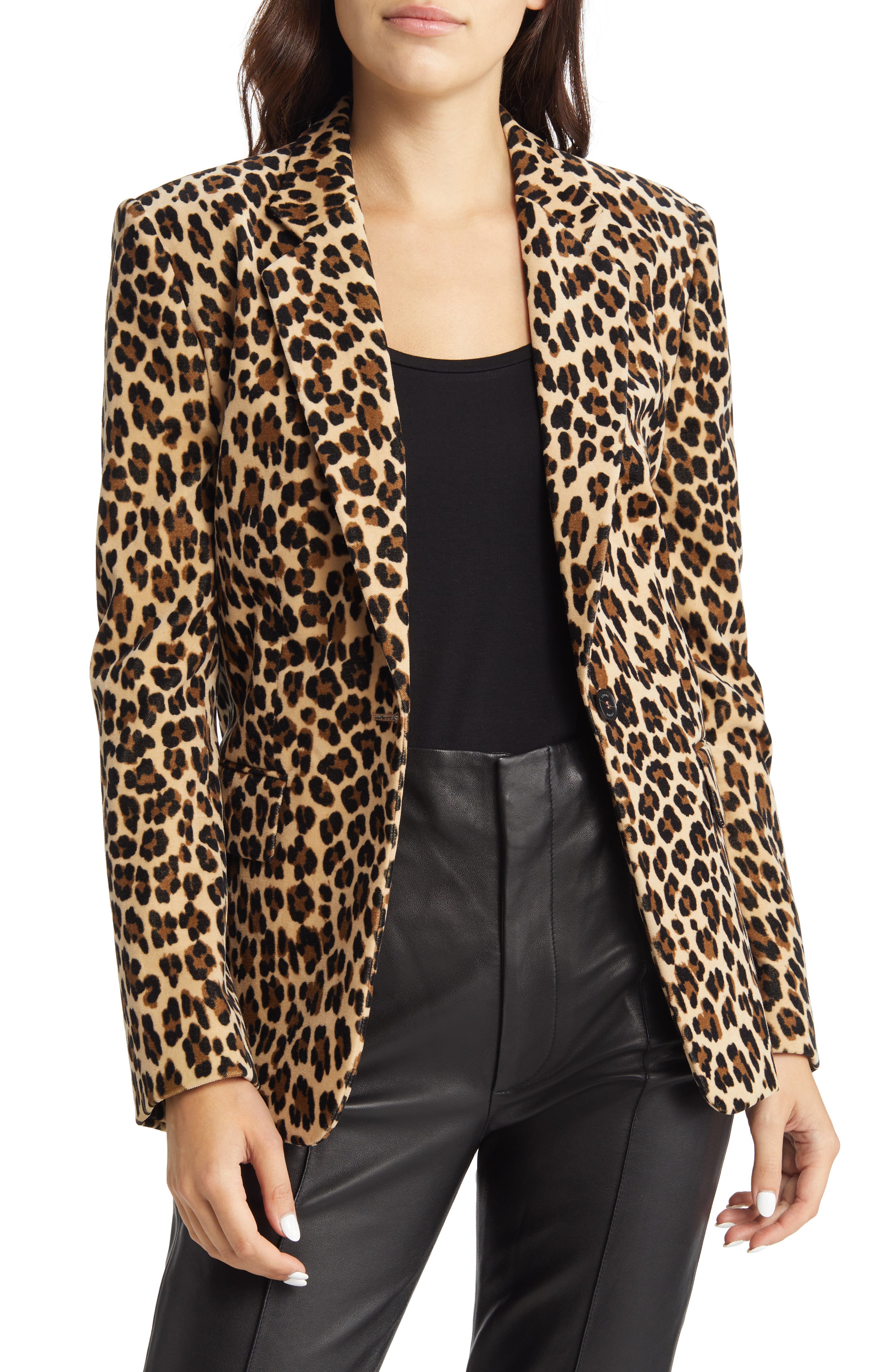 leopard print long blazer