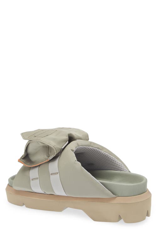 Shop Sacai Pocket Mismatched Slide Sandals In L/khaki