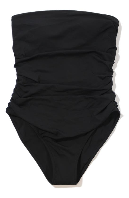 Shop Hanky Panky Strapless Bandeau One-piece Swimsuit In Black