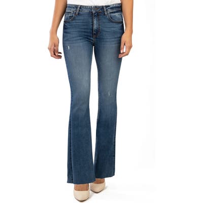 Kut From The Kloth Stella High Waist Raw Hem Flare Jeans, Blue