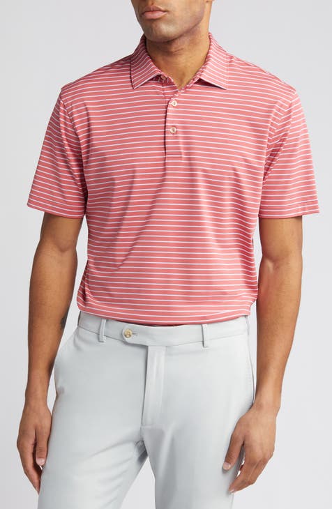 Men's Dry Fit Golf Polo Shirts Collared Shirt with Pocket - Heather Dusty  Pink / S