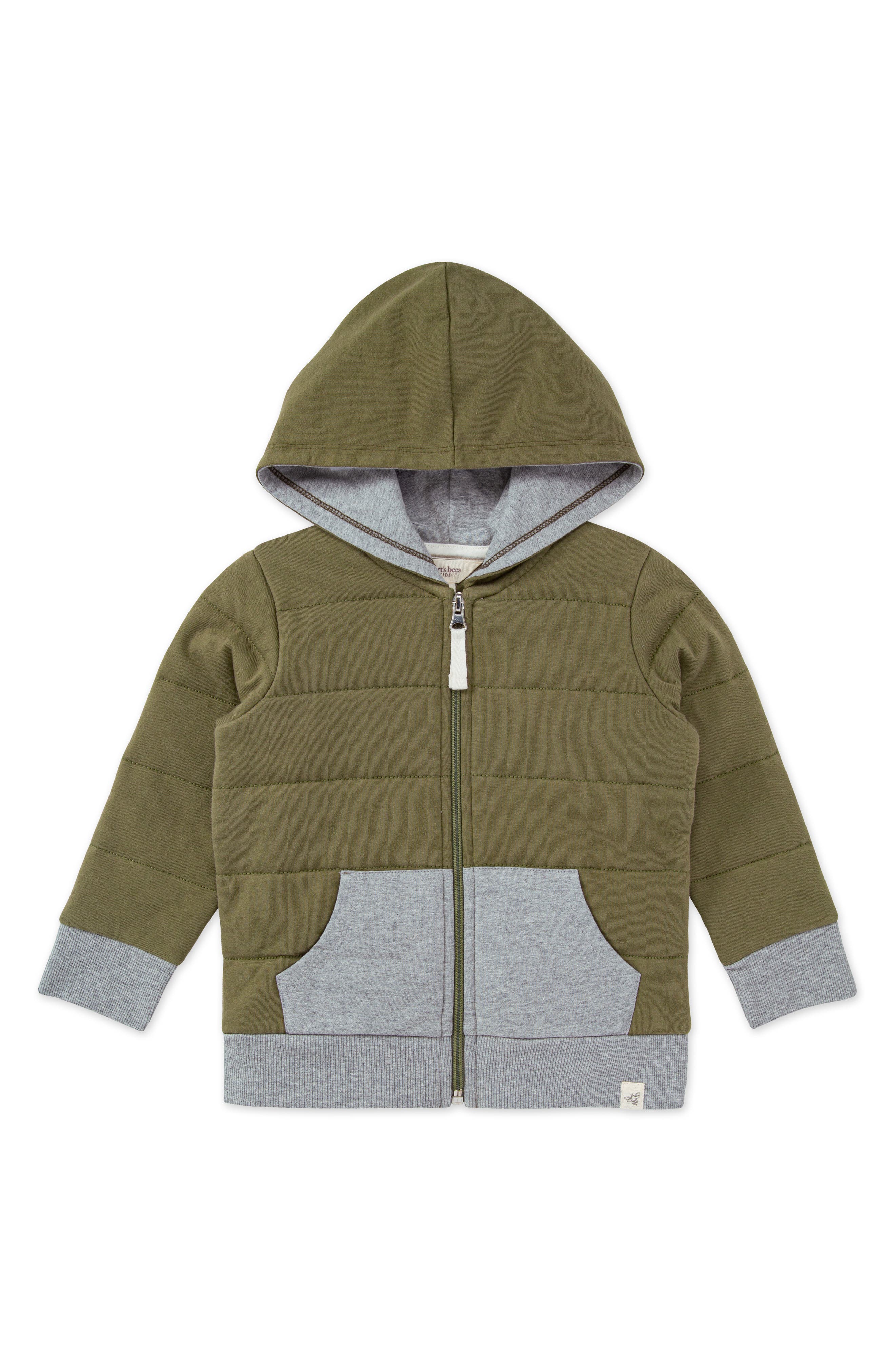 Burt's Bees Baby Quilted Zip Front Hooded Jacket in Herb at Nordstrom Rack, Size 6-9M